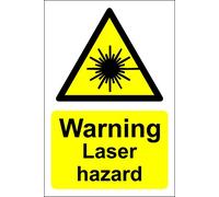 Warning Laser hazard safety sign - 1.2mm Rigid plastic 200mm x 150mm