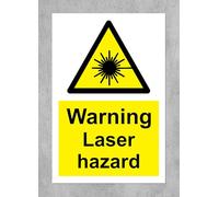 Warning Laser hazard safety sign - 1.2mm Rigid plastic 300mm x 200mm