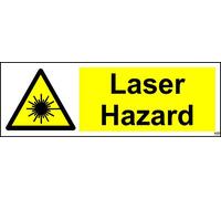 Warning Laser Hazard Safety Sign - Self Adhesive Sticker 300mm x 100mm