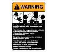 Warning: Lathe Machine Guidelines ANSI - Wall Sign Facility Signs Warning Caution Metal Tin Sign, 12"x8"