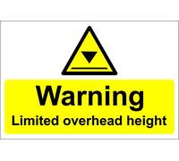 Warning Limited Overhead Height Safety Sign - 1.2mm Rigid plastic 300mm x 200mm