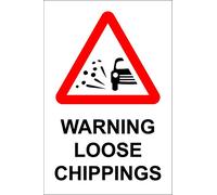 Warning loose chippings safety sign - 1.2mm Rigid plastic 300mm x 200mm