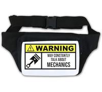 Warning May Constantly Talk About Mechanics Car Piston Graphic Waist Bag Fanny Pack White