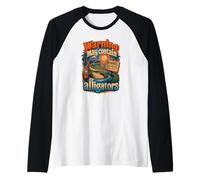 Warning May Contain Alligators Florida Beach Summer Vacation Raglan Baseball Tee