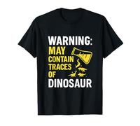Warning: May Contain Traces of Dinosaur Neon Label Graphic T-Shirt
