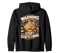 Warning May Spontaneously Start Sketching Illustrator Zip Hoodie