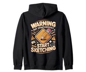 Warning May Spontaneously Start Sketching Illustrator Zip Hoodie
