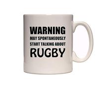 Warning - May Spontaneously Start Talking About Rugby - Funny Novelty Tea/Coffee Mug/Cup