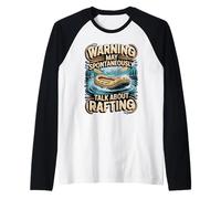 Warning May Spontaneously Talk About Rafting Raglan Baseball Tee