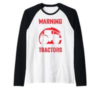 Warning May Spontaneously Talk About Tractors Raglan Baseball Tee