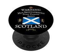 WARNING MAY SPONTANEOUSLY TALK SCOTTISH, SCOTLAND FLAG CROWN PopSockets Adhesive PopGrip