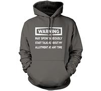 Warning May Start Talking About My Allotment - Unisex Hoodie - Funny Allotment Gardening L Grey