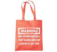 Warning - May Start Talking About My Camper - Tote Shopping Bag - Funny Camper Van Motorhomes One size coral