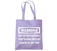 Warning - May Start Talking About My Camper - Tote Shopping Bag - Funny Camper Van Motorhomes One size lavender purple