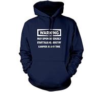 Warning - May Start Talking About My Camper - Unisex Hoodie - Funny Camper Van Motorhomes XL Navy