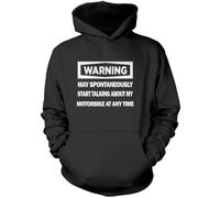 Warning - May Start Talking About My Motorbike - Unisex Hoodie - Funny Rider Biker Motorcycle M Black