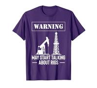 Warning May Start Talking About Rigs Oilfield Worker T-Shirt, Men, Purple, 3X-Large