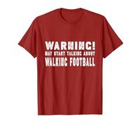 Warning! May Start Talking About Walking Football Official T-Shirt, Men, Cranberry Red, Medium