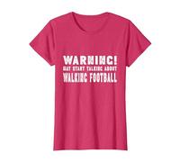 Warning! May Start Talking About Walking Football Official T-Shirt, Women, Red Heather, Small