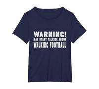 Warning! May Start Talking About Walking Football Official T-Shirt, Women's Plus, Navy Blue, 1X