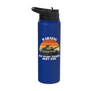 Warning May Start Talking About WWII - History Historian Stainless Steel Insulated Water Bottle
