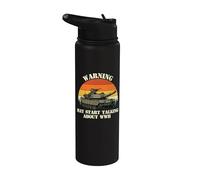 Warning May Start Talking About WWII - History Historian Stainless Steel Insulated Water Bottle