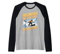 Warning May Talk About Snowboarding Raglan Baseball Tee