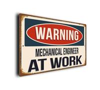 Warning Mechanical Engineer at Work Sign | Vintage Style Weatherproof Plaque | Durable Aluminium Composite | UV Fade Resistant | Funny Gifts for Mechanical Engineers