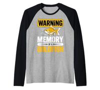 Warning Memory of a Goldfish Funny Forgetful Humor Outfit Raglan Baseball Tee