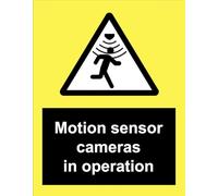 Warning Motion Sensor Cameras In Operation Security Sign Self Adhesive Gloss Sticker A4 297mm x 210mm V2