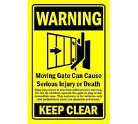 Warning moving gate danger of death keep clear safety sign - 1mm flexible Plastic sign (400mm x 300mm)