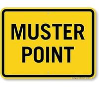 Warning Muster Point Sign: Muster Point 12X16 Inches Aluminum Metal tin signs