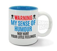 Warning, My Sense of Humour, May Hurt Your Little Feelings, Sarcastic, Funny Gift idea, Mens Blue Mug, Cup