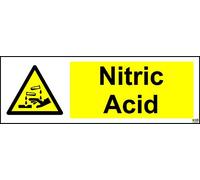 Warning Nitric Acid Safety Sign - 1.2mm Rigid Plastic 300mm x 100mm