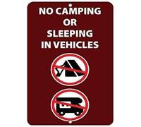Warning No Camping Or Sleeping in Vehicles Activity Sign Park Signs Sign 12X8 Inches Aluminum Metal tin signs
