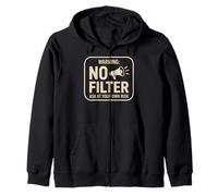 Warning No Filter Ask At Your Own Risk Funny Sarcastic Zip Hoodie