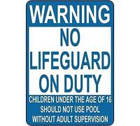 Warning No Lifeguard on Duty Children Not Use Pool Novelty Metal Sign for Home Decor Tin Sign for Man Women Cave Iron Poster 8x6 Inch