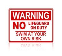 Warning No Lifeguard On Duty Pool Sign Swim at Your Own Risk Metal Signs for Outdoor 8"x12"