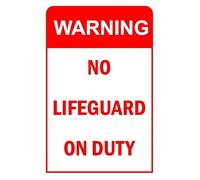 Warning No lifeguard on duty safety sign - 1mm flexible Plastic sign (400mm x 300mm)
