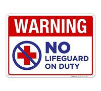 Warning No Lifeguard On Duty Sign Pool Metal Sign 12x8 Inches