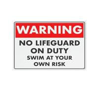 Warning No Lifeguard On Duty Swim At Own Risk Sign 12 X 8 Inches Reflective Aluminum Metal Warning Signage With Symbol For Indoor Outdoor Use