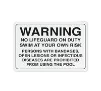 Warning No Lifeguard On Duty Swim At Own Risk Text Sign Safe Sign, Signs Outdoor, 12 X 8 In, Sign For Home, Business, Driveway Alert