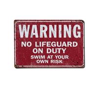 Warning - No Lifeguard On Duty, Swim At Your Own Risk Metal Tin Sign Vintage Garden Bedroom Cafe Bar Man Cave Home Wall Decor Metal Poster 8x12 in