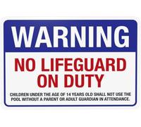 Warning No Lifeguard On Duty Warning Metal Sign Tin Signs Aluminum Sign for Outdoors Use Yard Farm Fence Home Wall Decor 12x16 inch