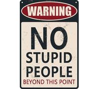Warning No Stupid People Beyond This Point Retro Metal Tin No Trespassing Private Property Signs For Bedroom Metal Sign Plaque Poster 8X12 Inch