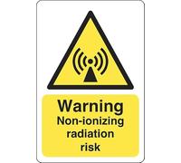 Warning non-inoizing radiation radiation risk sign - 1.2mm Rigid plastic for indoor/outdoor usage (200mm x 150mm) Viewing Distance within 5m.
