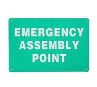 Warning Notice Emergency Assembly Point Metal Sign 12 x 8 Inches