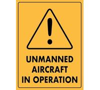 Warning Notice Signs Caution Unmanned Aircraft In Operation Tough Tin Plaque Durable Wall Art Decor For Bar Pub Garden Man Cave 20X30Cm