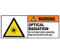 WARNING - OPTICAL RADIATION - Warning Sign Removable Self Adhesive Label - 100mm x 148mm - Pack of 4