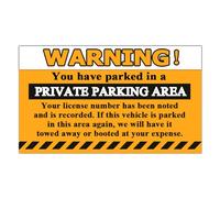 Warning Parking Violation Stickers,9x6 Inch Private Parking Stickers,You Have Parked in A Private Parking Area Sign,50 Pcs Per Pack
